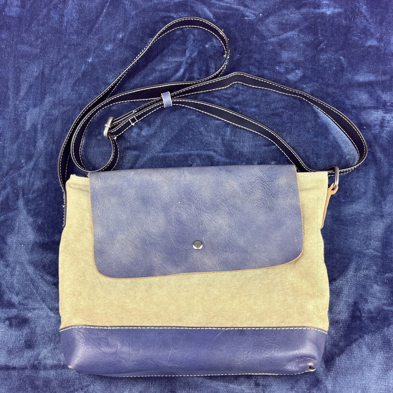 Generic Tsd Brand Blue Leather And Canvas Crossbody Shoulder Bag, Women's