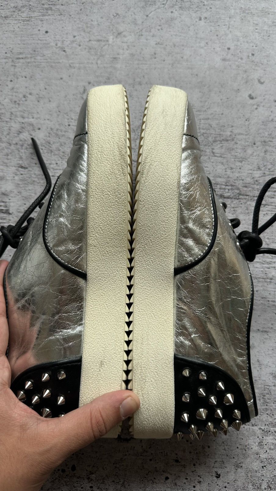 Giuseppe Zanotti Women's Giuseppe Zanotti Silver Leather Trainers Size US 9 / IT 39 - 7 Thumbnail