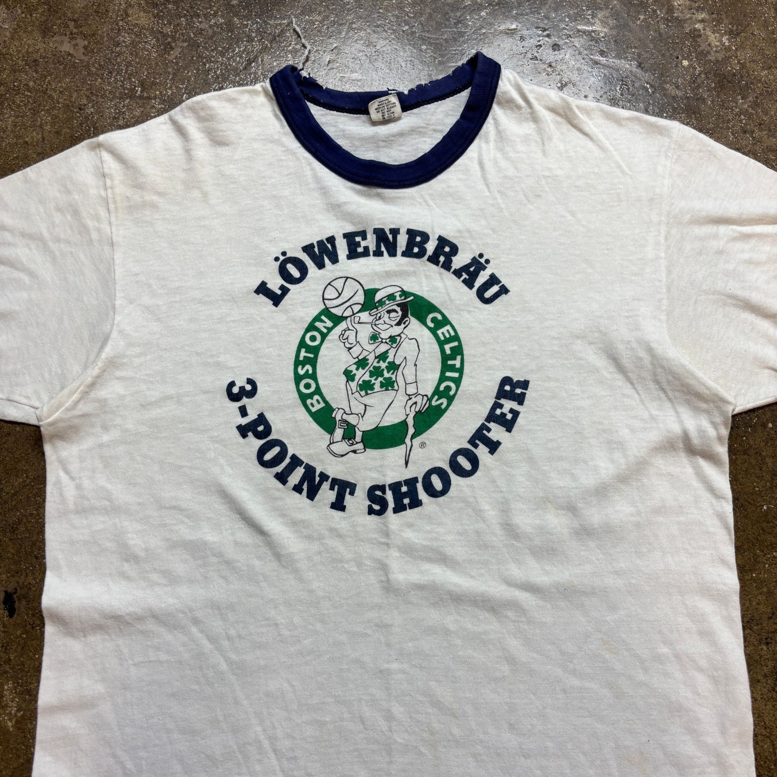 Hanes × NBA × Vintage VTG 70s Hanes Boston Celtics Lowenbrau 3 Point Ringer Large Size US L / EU 52-54 / 3 - 2 Thumbnail