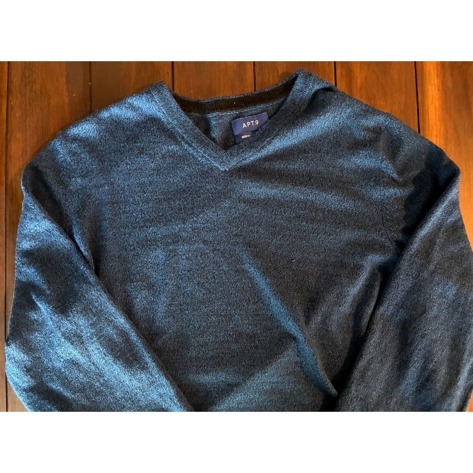 Apt. 9 APT.9 Men’s Light Blue V-Neck Sweater XL Merino Wool Blend Pullover Knit Solid Long Sleeve Shirts Mens Size US XL / EU 56 / 4 - 3 Thumbnail