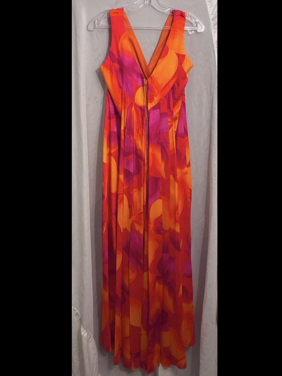 Hilo Hattie Hilo Hattie Barkcloth Empire Waist Hibiscus Maxi Dress Size L / US 10 / IT 46 - 5 Thumbnail