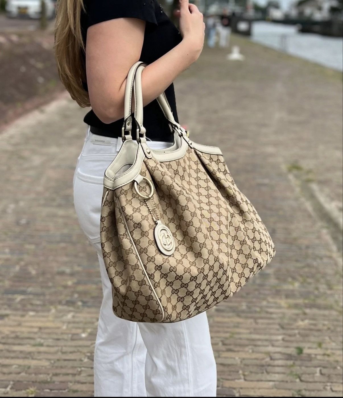 Gucci Gucci Sukey tote bag in beige GG canvas Size ONE SIZE - 14 Thumbnail