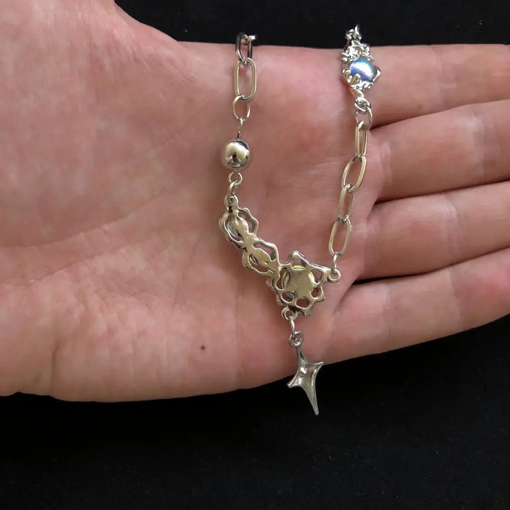Jewelry Electro Chain Crystal Stone Silver Abstract Star Pop Fantasy Size ONE SIZE - 4 Thumbnail