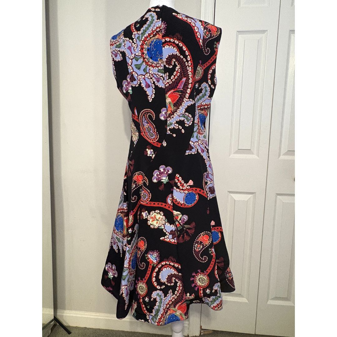 Mary Katrantzou Mary Katrantzou Black Silk Printed Ruffle A-Line Dress Size M / US 6-8 / IT 42-44 - 7 Thumbnail