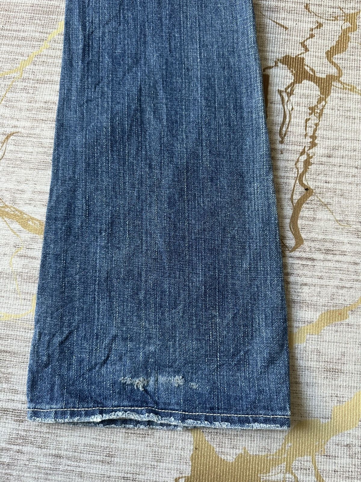 Japanese Brand FLARE Blue Cult Fatigue Jeans Size 28" / US 6 / IT 42 - 13 Thumbnail