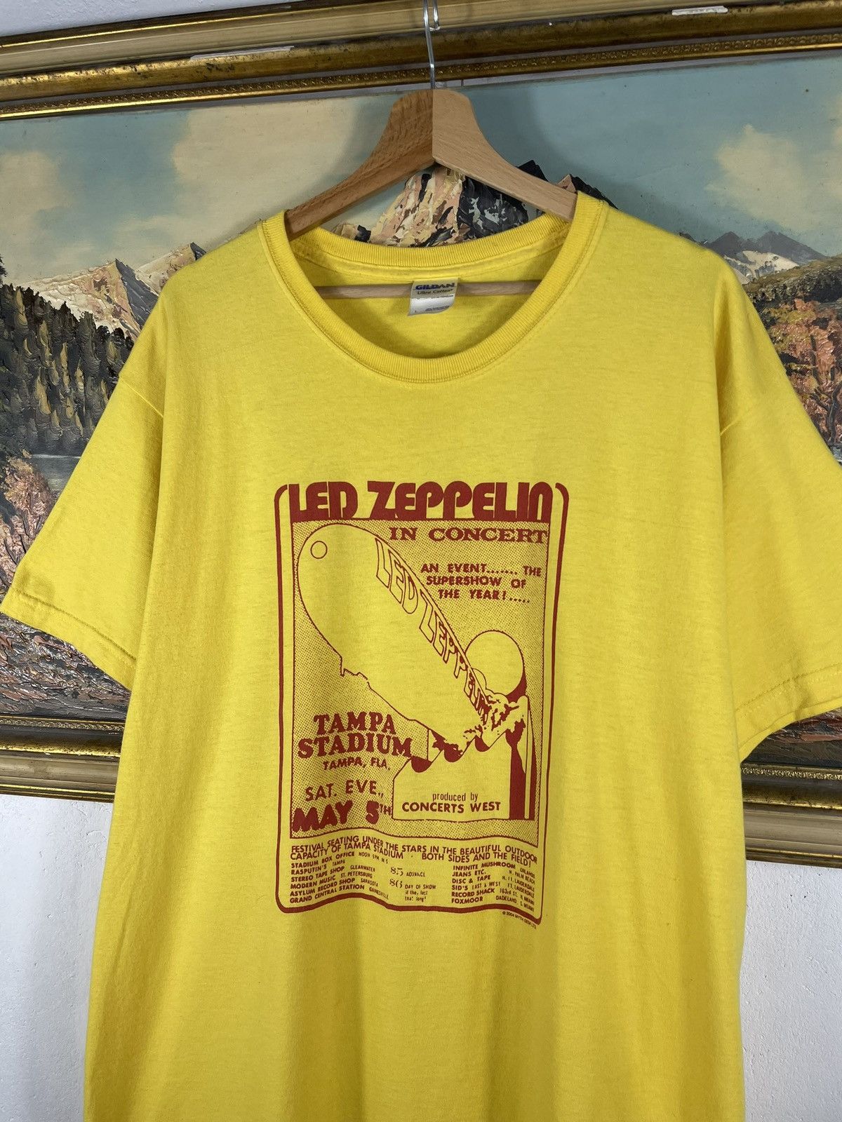 Band Tees × Led Zeppelin 2004 Led Zeppelin Yellow T shirt Tee Vintage Retro Y2k 00s Size US L / EU 52-54 / 3 - 4 Thumbnail
