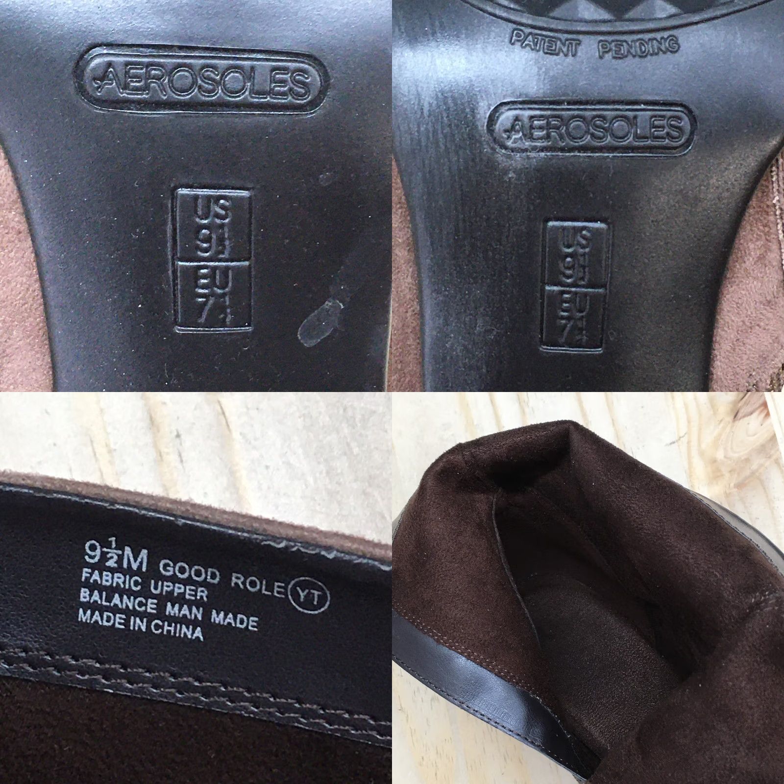 Vintage Aerosoles Boots Womens 9.5 M Ankle Bootie Brown Fabric Cone Heels Zip Size US 10 / IT 40 - 9 Thumbnail