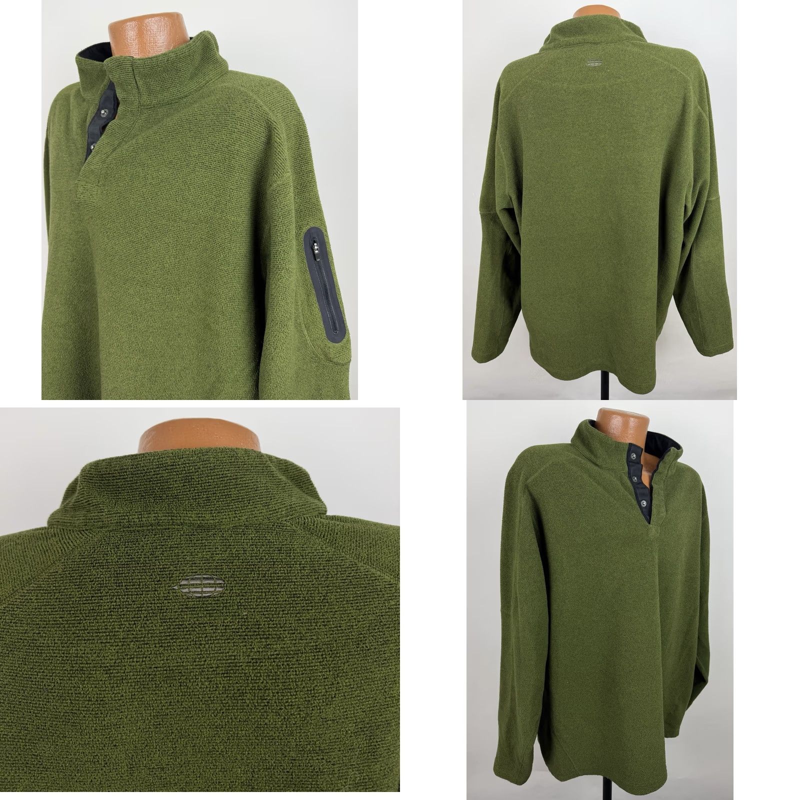 ExOfficio Ex Officio Fleece Pullover Mens 2XL Olive Green Snap Placket Outdoors 90s Shirt Size US XXL / EU 58 / 5 - 8 Thumbnail