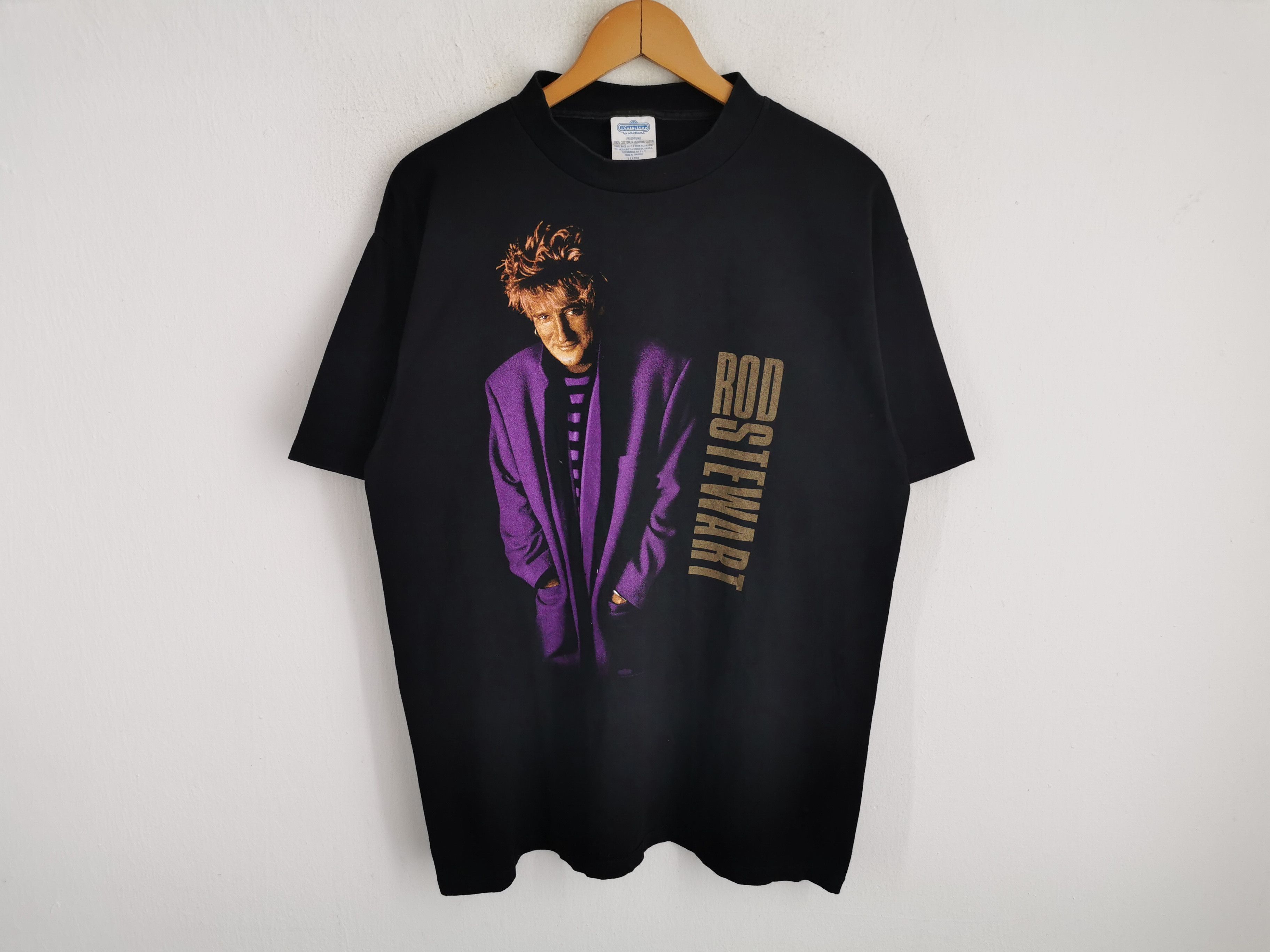 Vintage Rod Stewart American Musician Tee T Shirt Made In USA Size XL