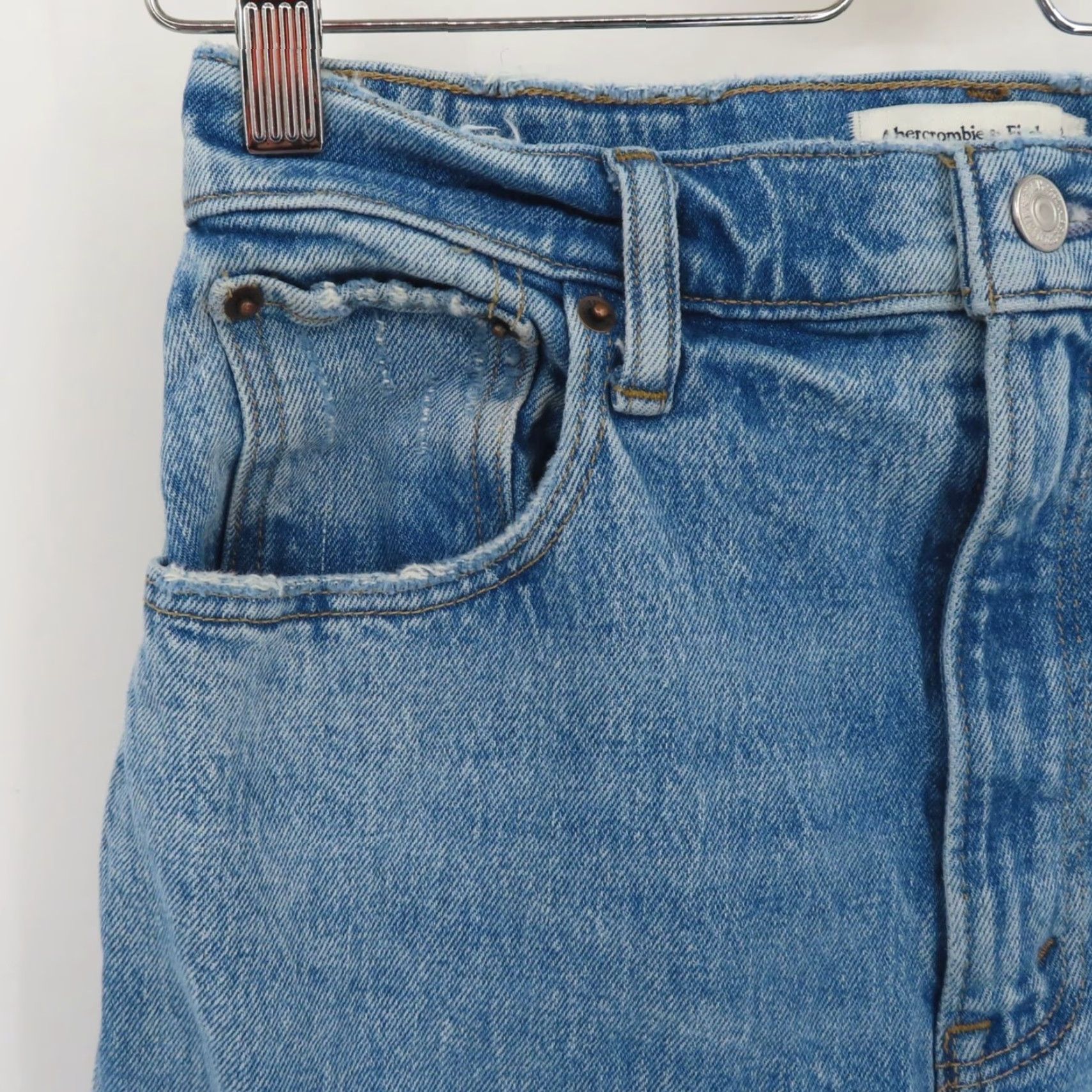 Abercrombie & Fitch VINTAGE Abercrombie & Fitch 90s Straight Ultra High Rise Distressed Denim Jeans Womens Jeans 27 BLUE Size 27" / US 4 / IT 40 - 3 Thumbnail
