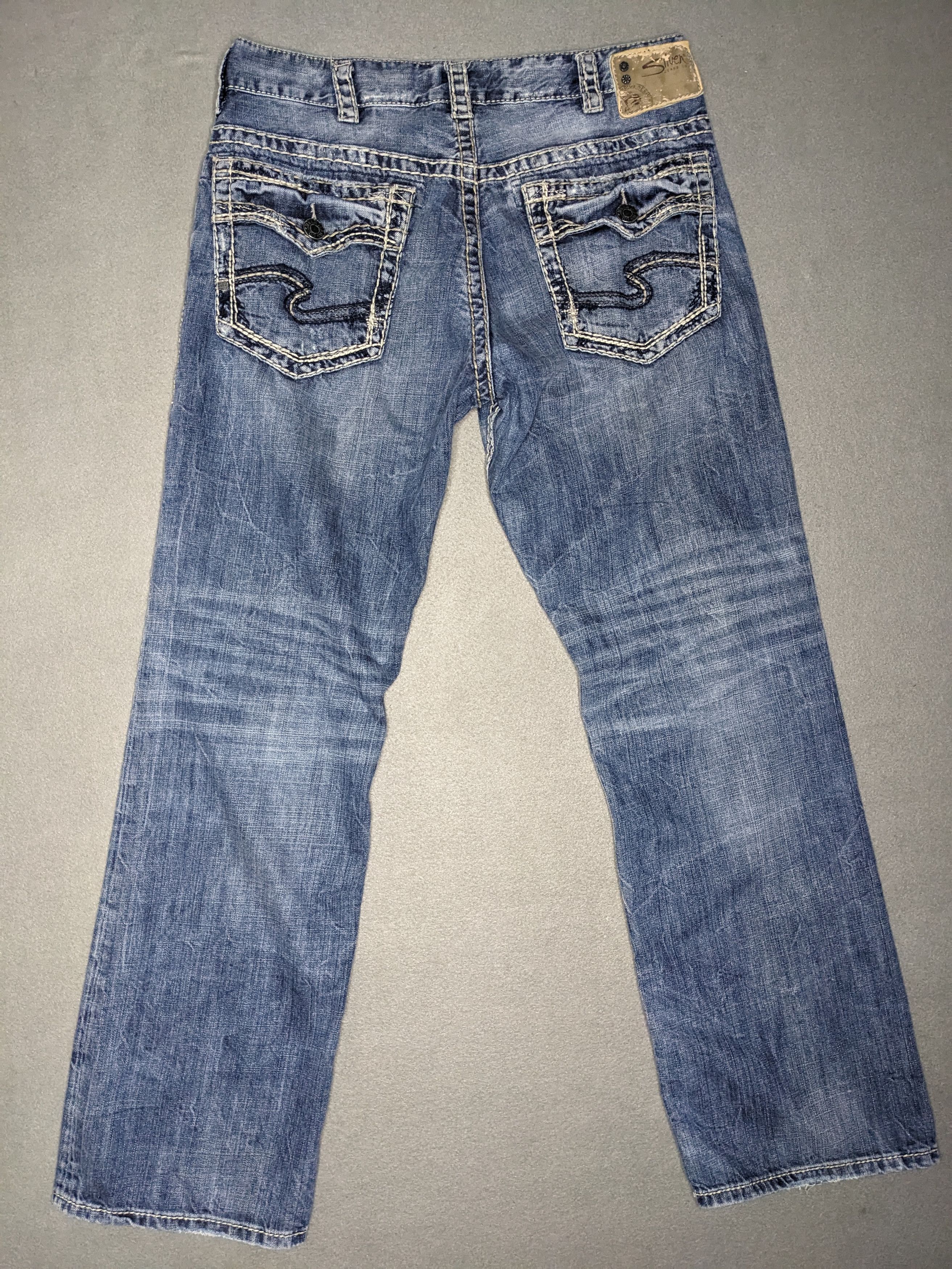 Silver Jeans Co. VTG Silver Jeans 35x33 Grodie Flap Thick Stitch Denim Y2K Size US 35 - 1 Thumbnail