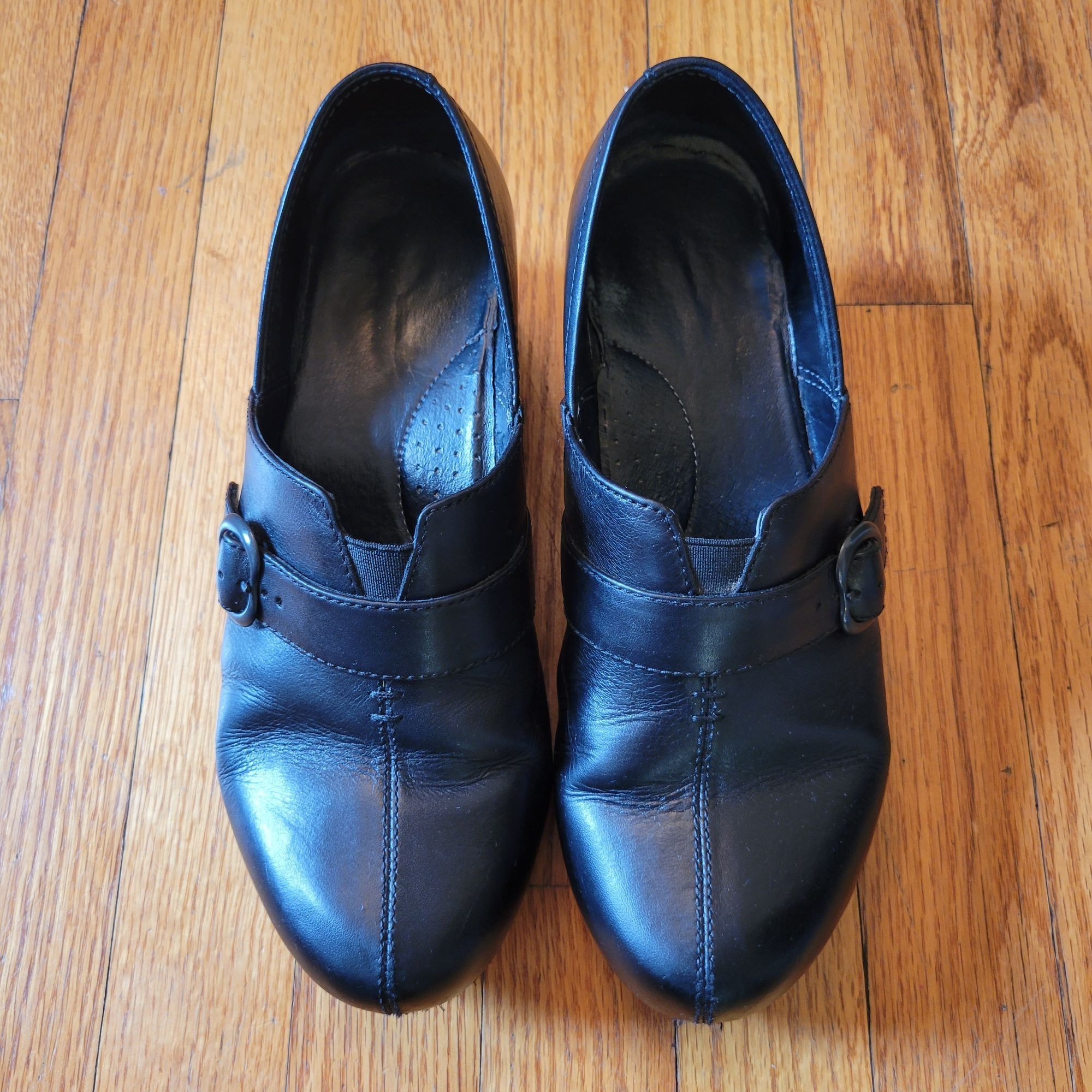 Dansko Dansko Black Leather Buckle Clogs 40 Comfort Shoes Chunky TA Size US 10 / IT 40 - 2 Thumbnail