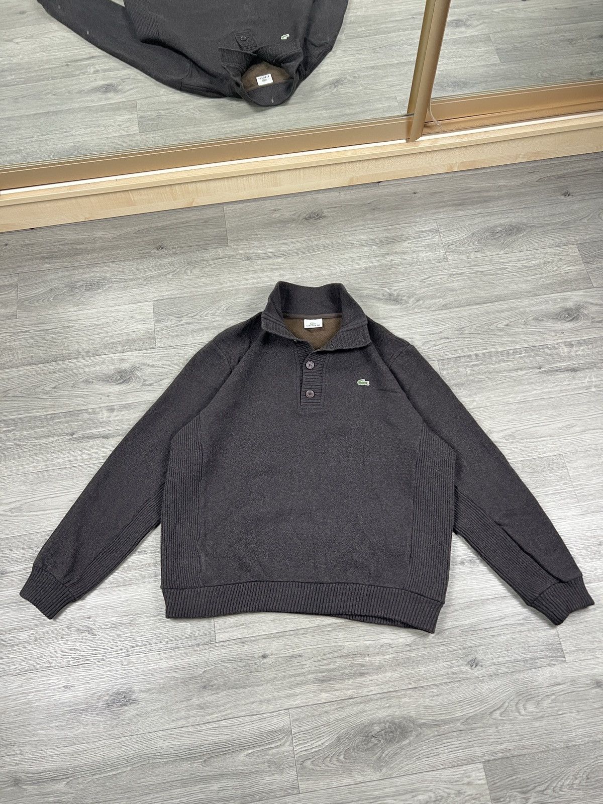 Lacoste Lacoste 90's Knitted Quarter-Button Pullover Wool Jumper Size US L / EU 52-54 / 3 - 1 Thumbnail