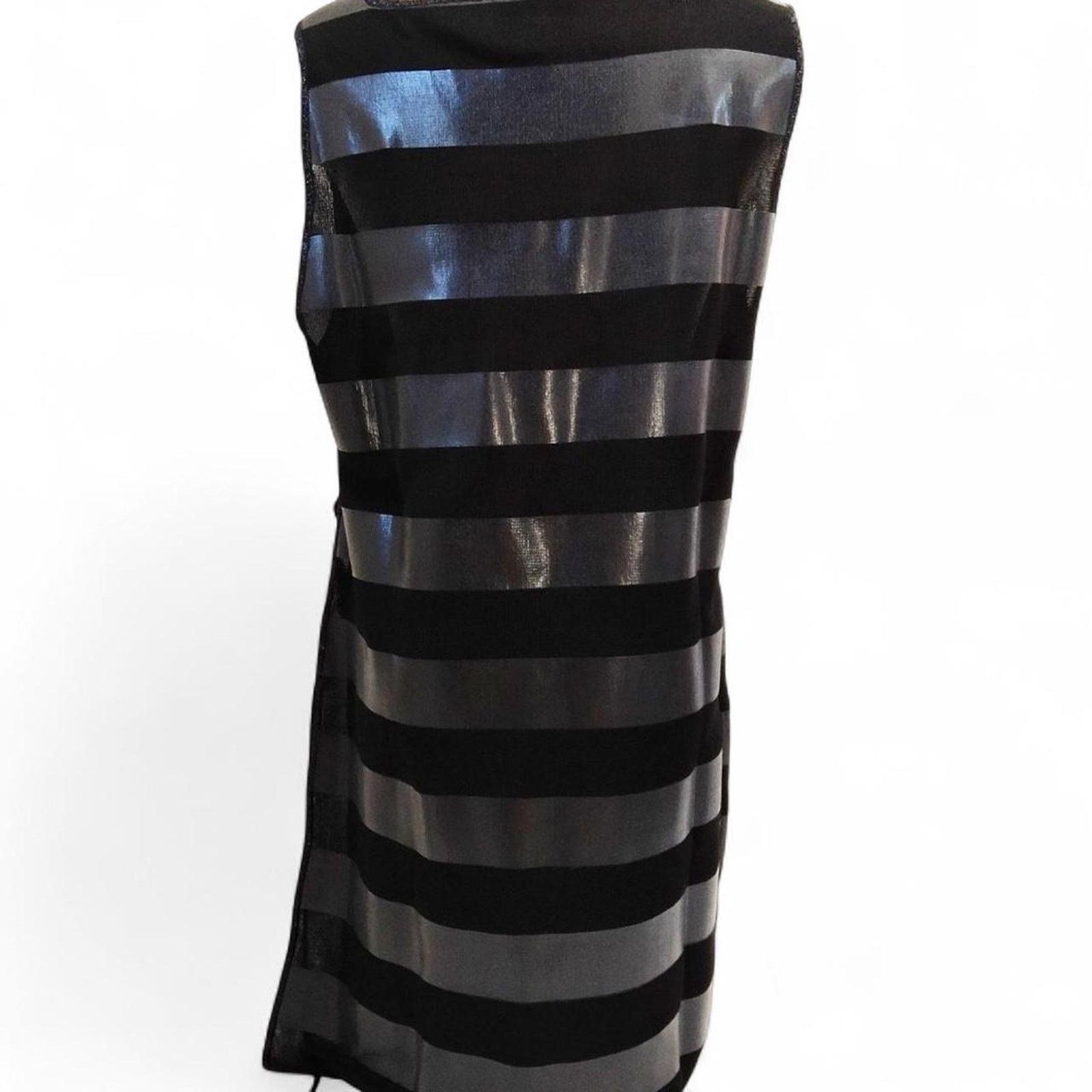 Fendi Fendi Black Faux Leather Striped Tank Mini Dress Top 48 14 Size XL / US 12-14 / IT 48-50 - 3 Thumbnail