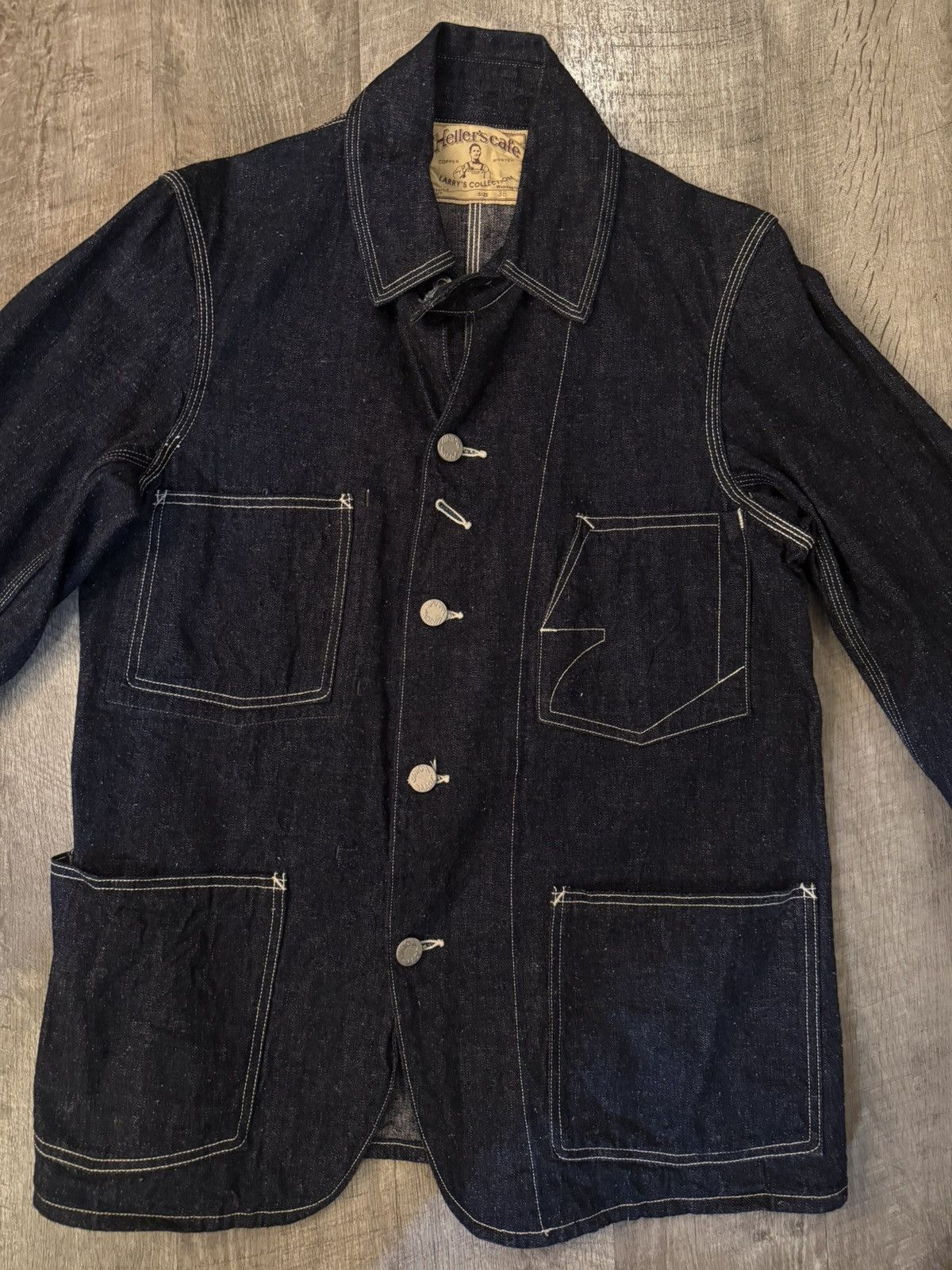 Heller's Cafe Heller’s Cafe x Warehouse & Co. Indigo Denim Chore Jacket Size US S / EU 44-46 / 1 - 3 Thumbnail