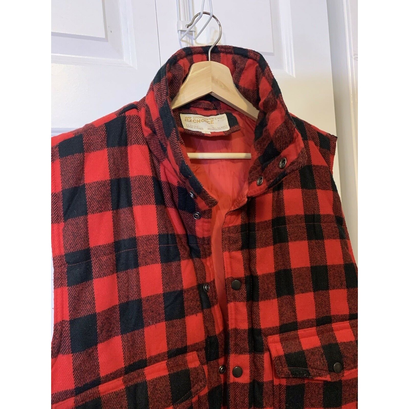 Vintage SPORTSMAN’S CHOICE Men’s Sz L plaid hunting vest vtg black & Size US L / EU 52-54 / 3 - 7 Thumbnail