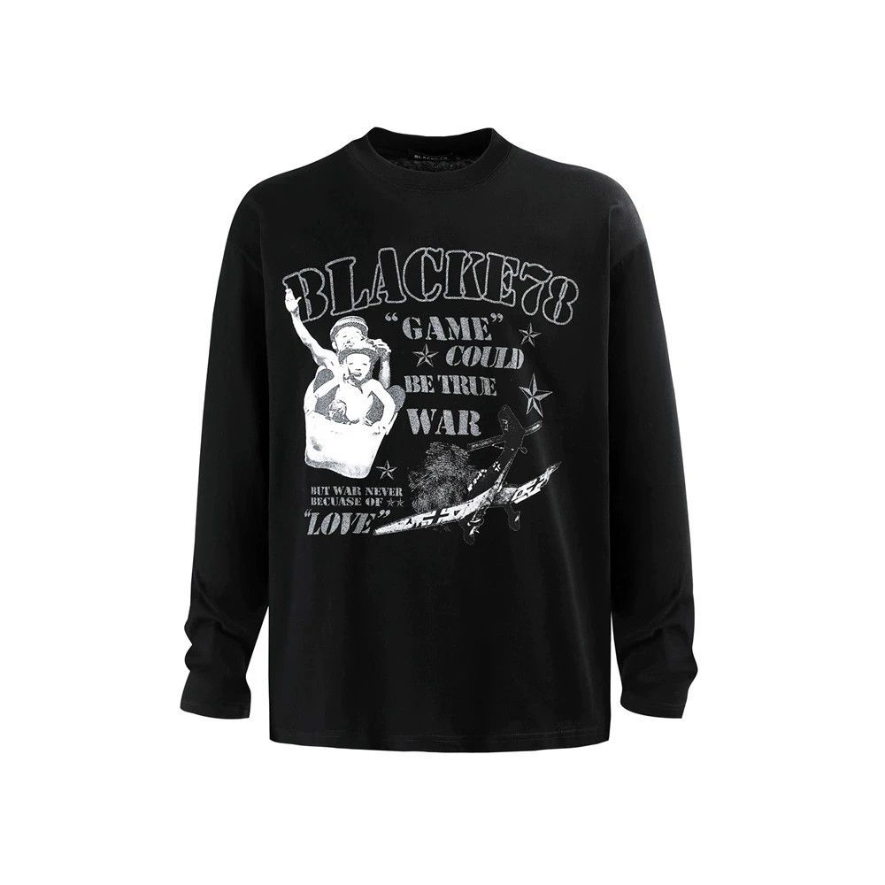 Vintage Men's loose casual retro character print T-shirt long sleeve Size US M / EU 48-50 / 2 - 1 Thumbnail