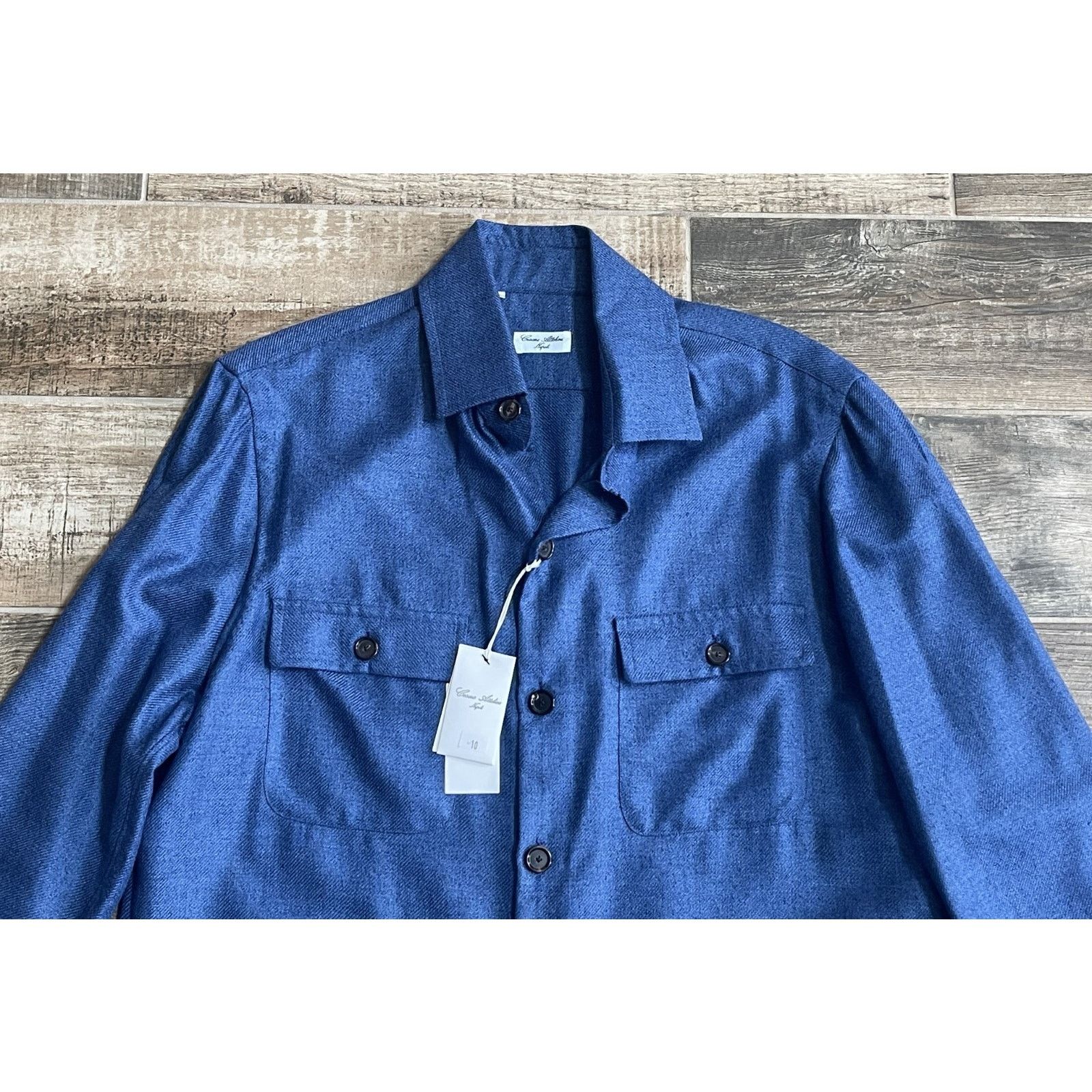 Cesare Attolini $6,000 NWT Cesare Attolini Blue Cashmere Shirt Jacket XL Size US XL / EU 56 / 4 - 2 Thumbnail