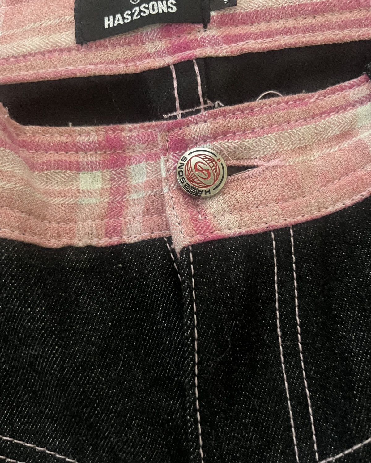 Other Has2sons Orignal Beef Spicing Pink Grid Bent Knife Jeans Size US 32 / EU 48 - 4 Thumbnail