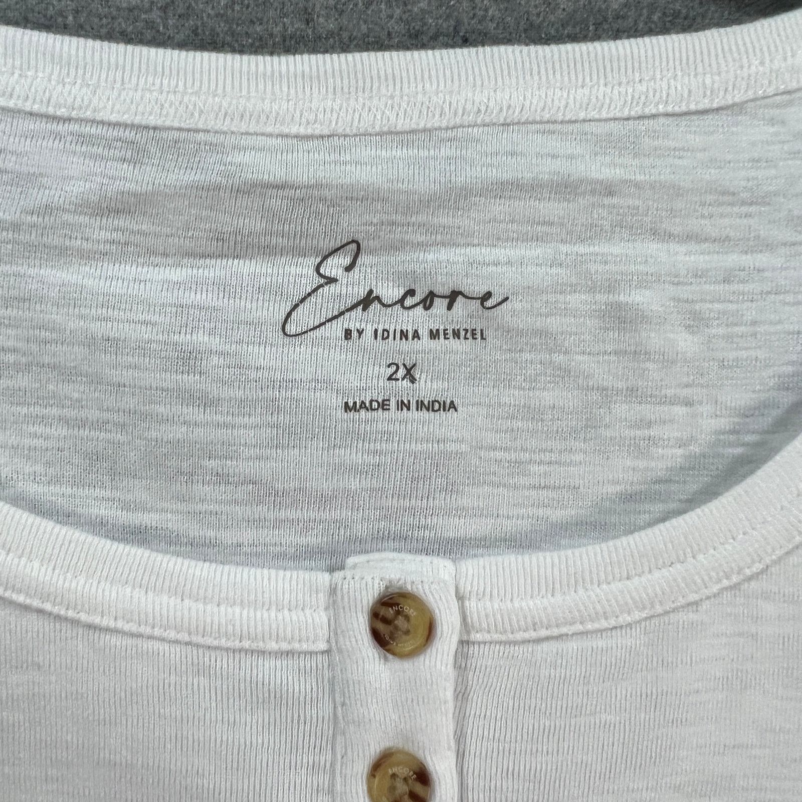 Other Encore by Idina Menzel Henley Tank Tee Bright White, Size 2X Size XXL / US 16-18 / IT 52-54 - 3 Thumbnail