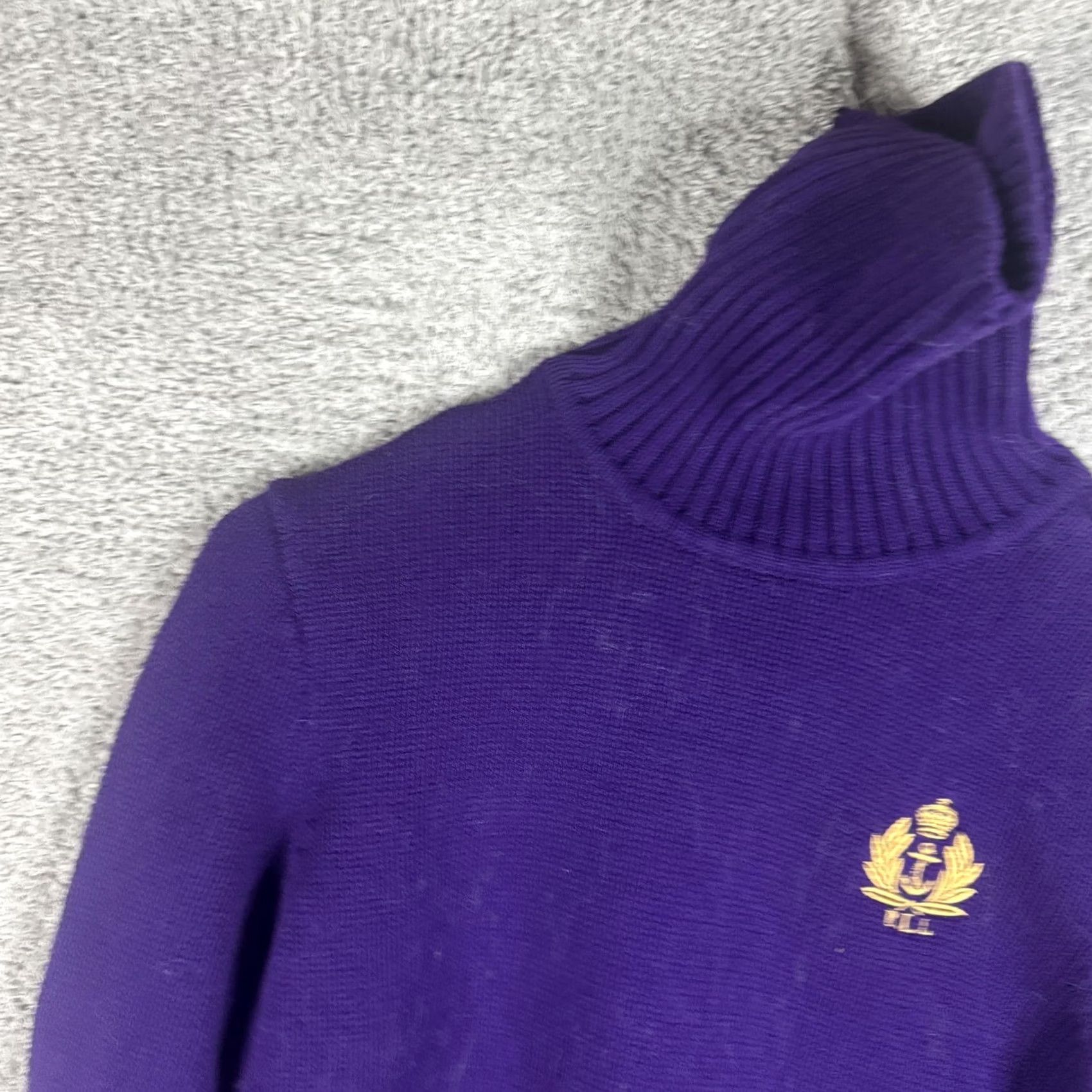 Logo 7 Ralph Lauren Sweater Womens Medium Purple Turtleneck Logo Pullover Knit 100% Cotton Raglan Logo Embroidered Nautical Size M / US 6-8 / IT 42-44 - 5 Thumbnail