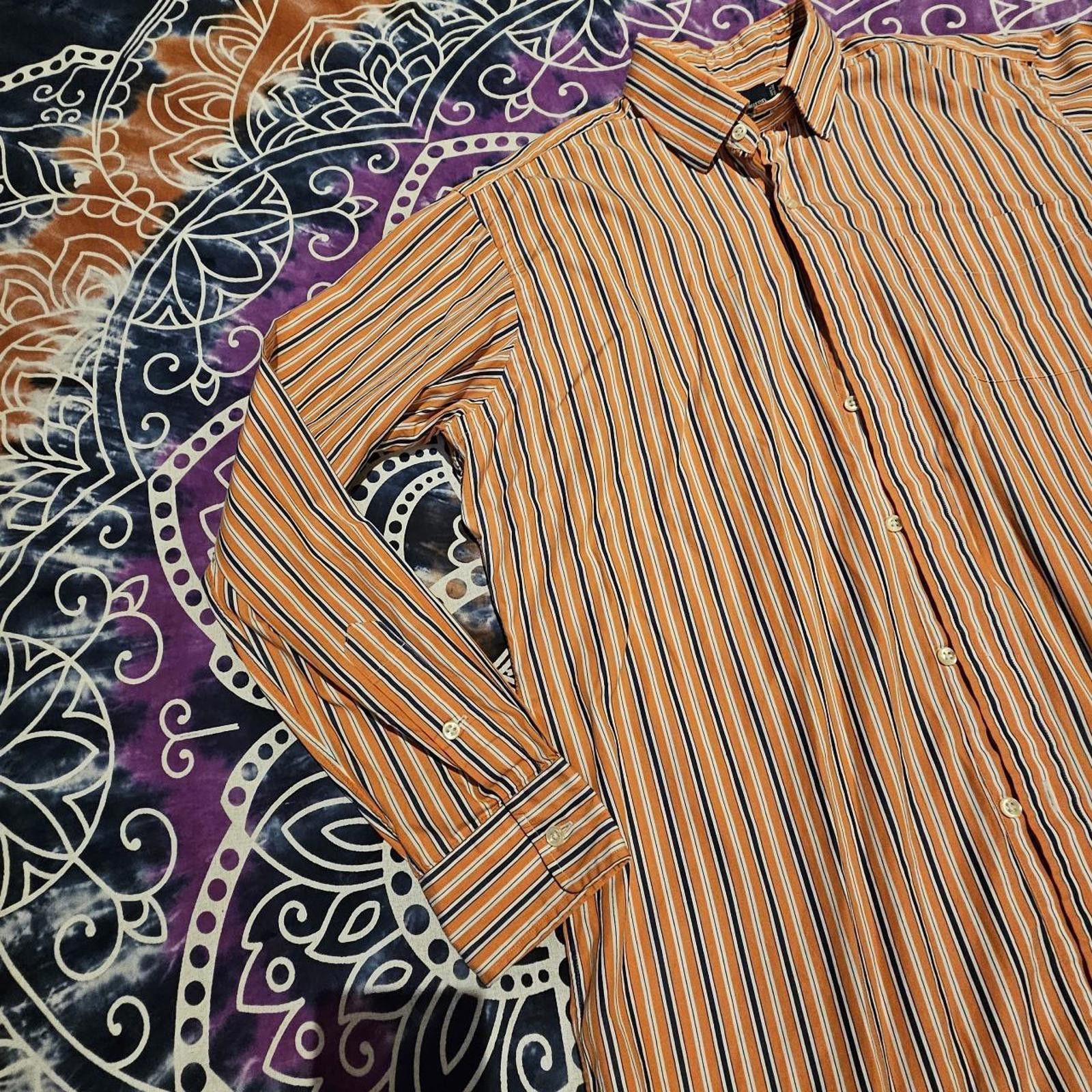 Polo Ralph Lauren Polo Ralph Lauren Men's Orange and Navy Dress Shirt Size US L / EU 52-54 / 3 - 3 Thumbnail