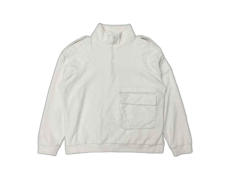 Louis Vuitton LV White Velvet Embossed Monogram Half-Zip Jacket