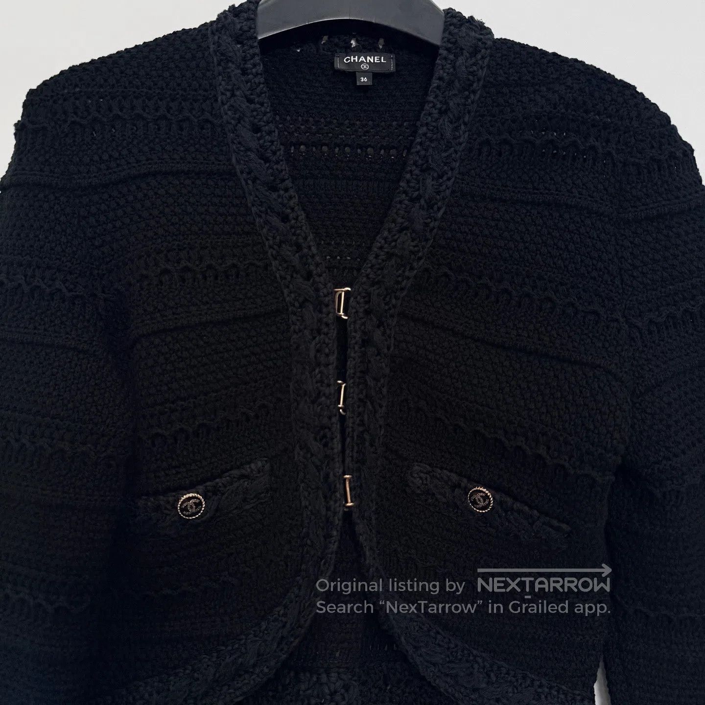 Chanel Chanel Black Crochet Short Open Cardigan| Size XS / US 0-2 / IT 36-38 - 2 Thumbnail