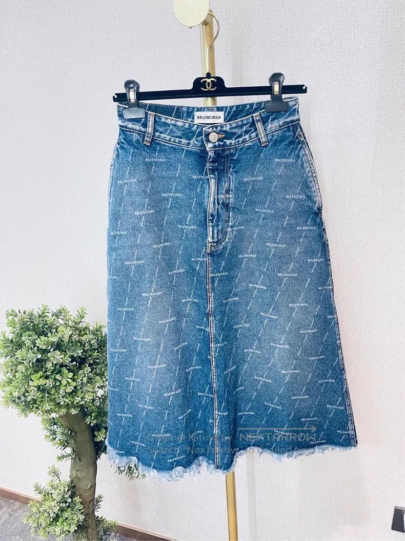 Balenciaga Balenciaga Denim Skirt, Size 34, Full Logo Size 33" - 1 Thumbnail