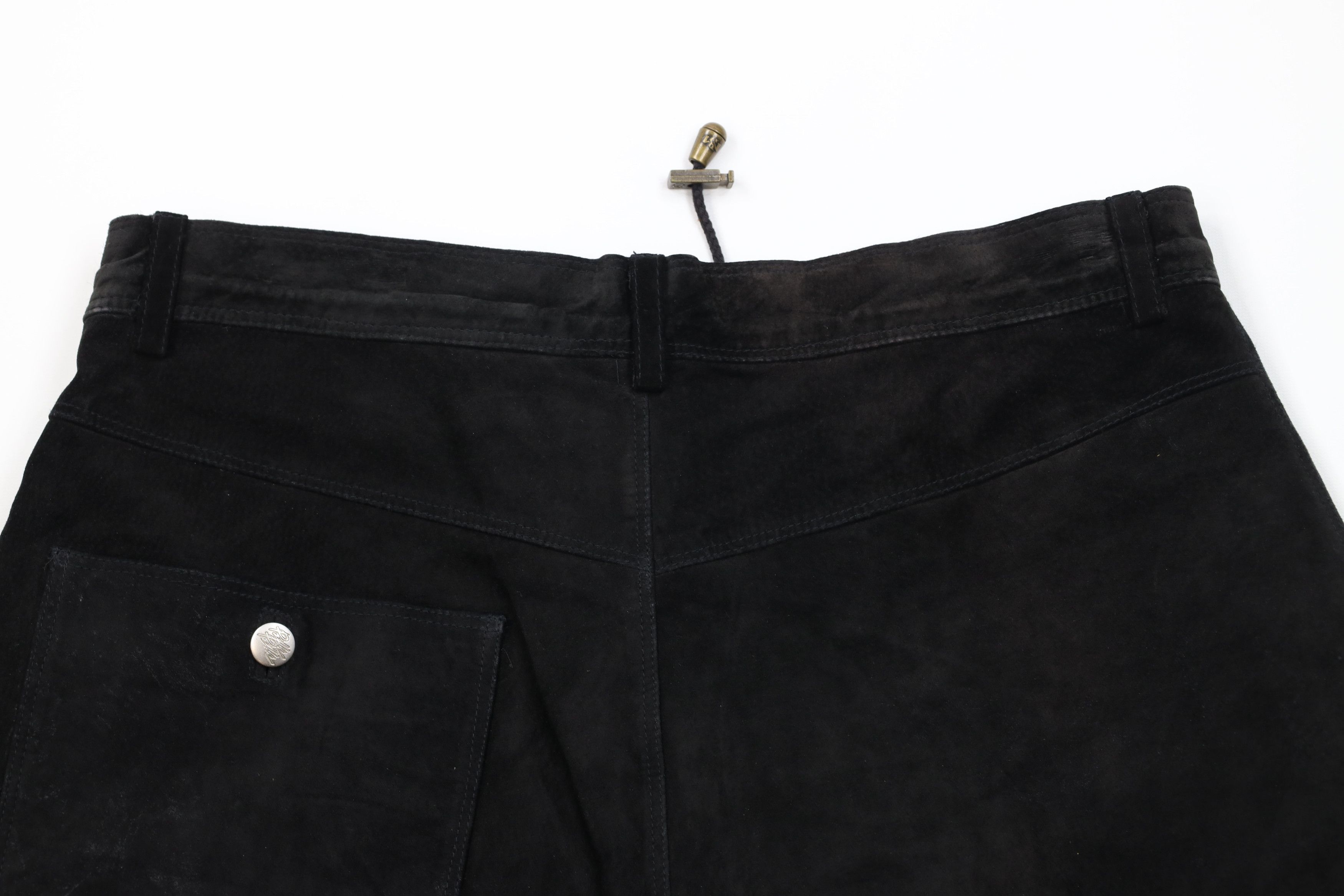 Pelle Pelle × Vintage Vintage 90s Pelle Pelle Suede Leather Baggy Shorts Black Size US 36 / EU 52 - 12 Thumbnail