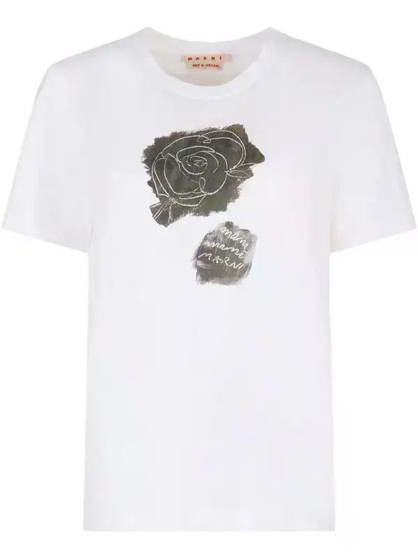 Marni o1w1db10426 Cotton T-Shirt in White Size L / US 10 / IT 46 - 1 Thumbnail
