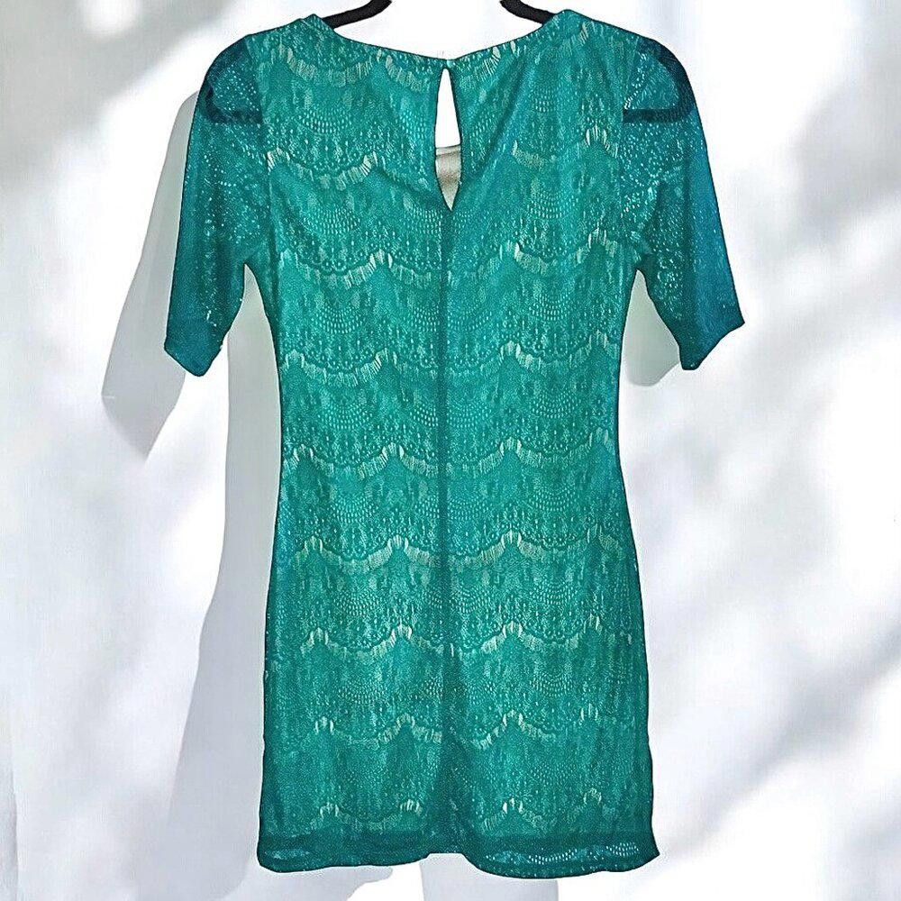 Designer Accidentally in Love Teal Lace Dress - Size S Size S / US 4 / IT 40 - 2 Thumbnail
