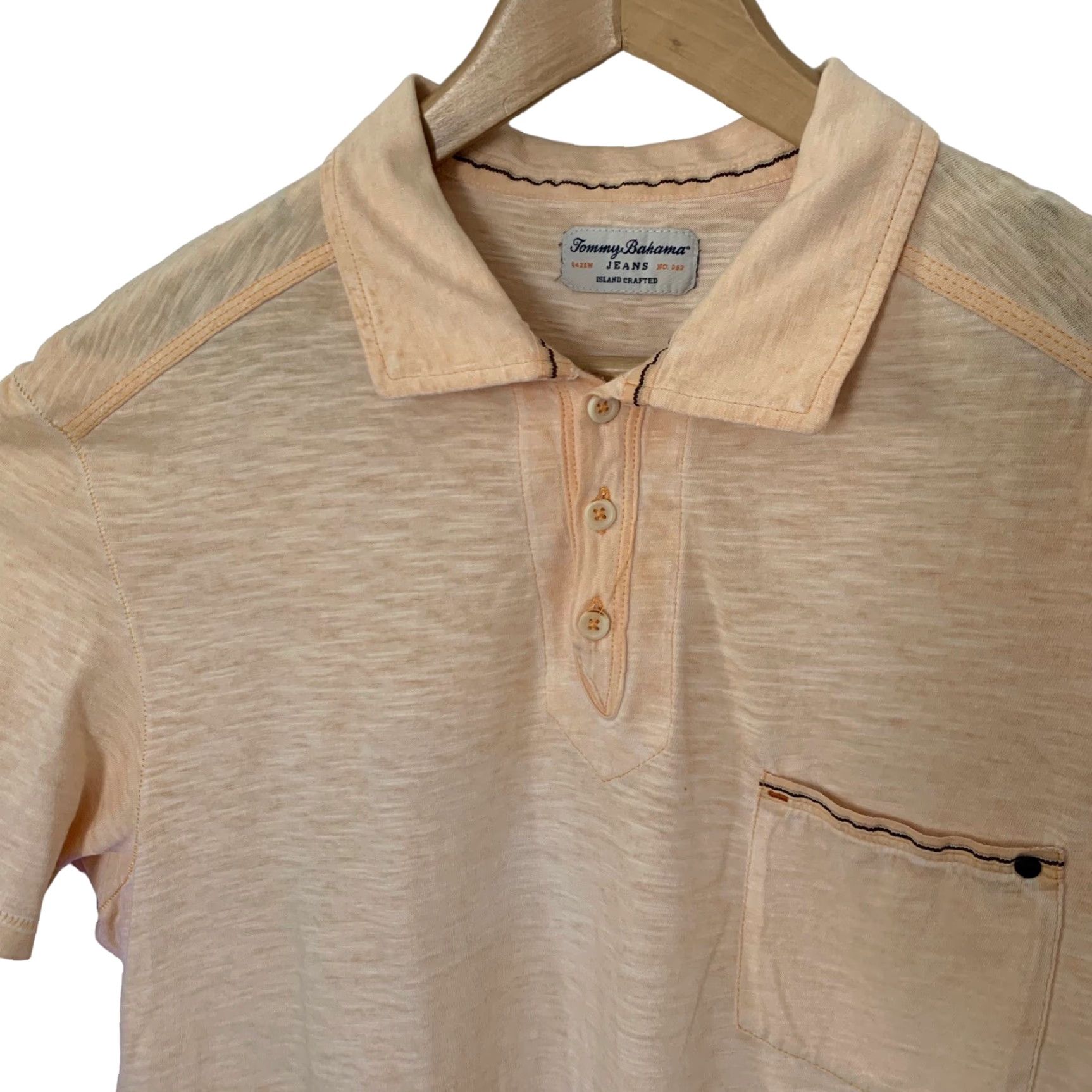 Tommy Bahama VINTAGE Tommy Bahama Jeans Polo Shirt Mens Medium Short Sleeve Lightweight Gold Polo Shirt Casual 100% Cotton Jersey Golf Recreation Mens Size US M / EU 48-50 / 2 - 3 Thumbnail