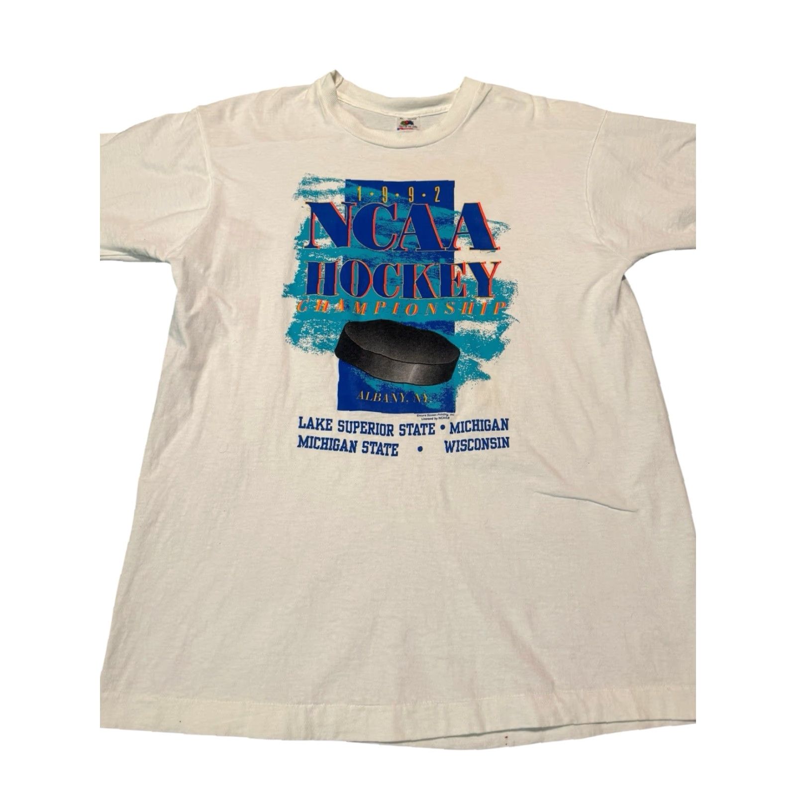 Fruit Of The Loom VINTAGE Michigan State NCAA Hockey Champions Lake Superior T-Shirt XL Men's USA Size US XL / EU 56 / 4 - 2 Thumbnail