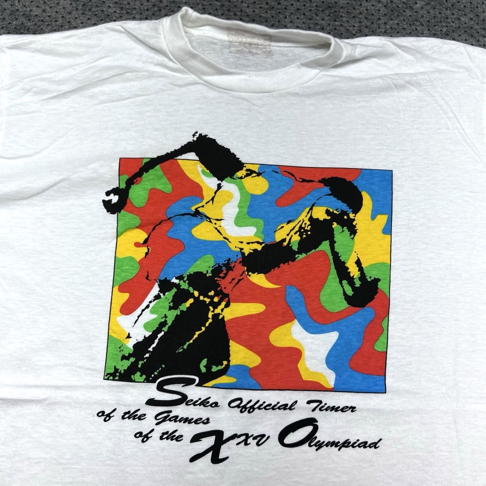 Vintage VINTAGE Barcelona Olympics Games Running T-Shirt Mens Medium WHITE RARE 1988 Size US M / EU 48-50 / 2 - 3 Thumbnail
