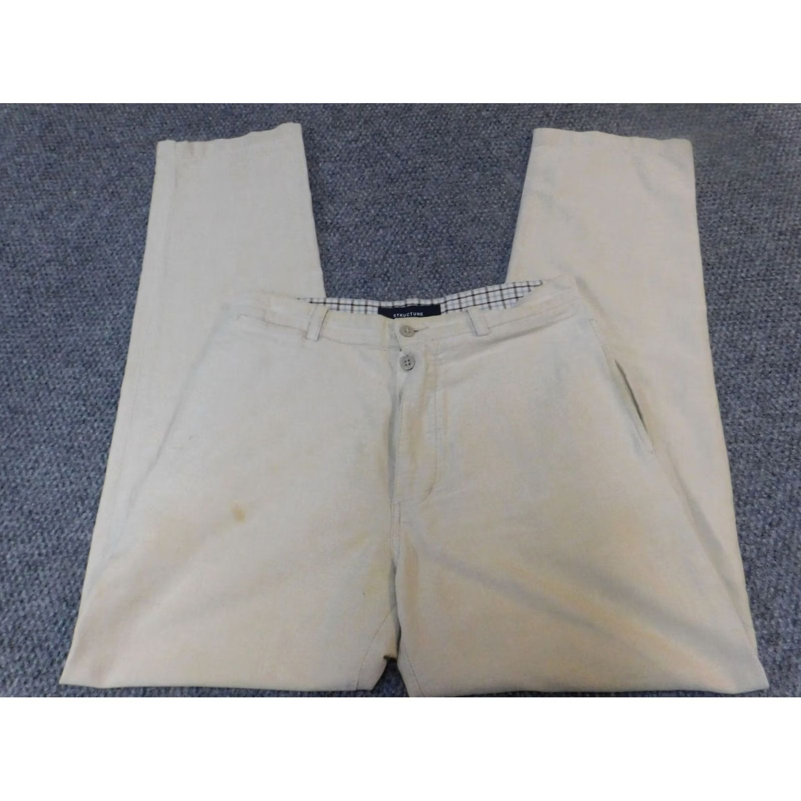 Vintage Structure Mens Pants 32x34 beige chino regular american Pants Regular Beige 32 34 Men Size US 32 / EU 48 - 2 Thumbnail