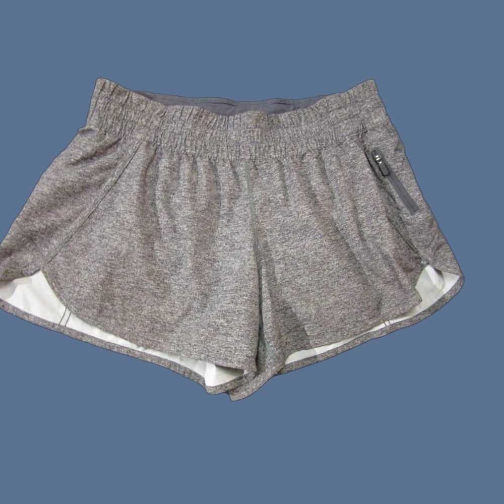 Lululemon Lululemon Shorts Womens 12 Gray Heathered Lined Zip Pocket Running Athletic Size 34" / US 12 / IT 48 - 1 Thumbnail