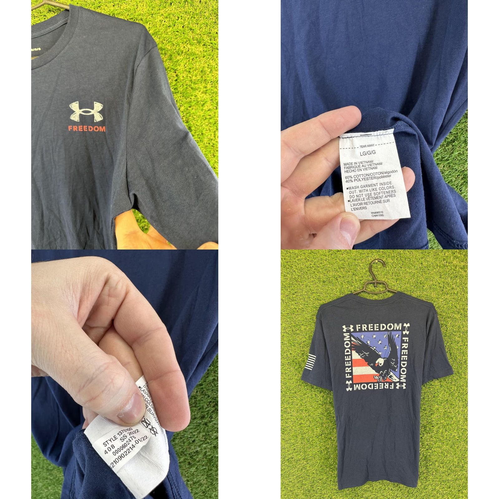 Under Armour Under Armour Freedom Men T-Shirt Jersey Large L Navy blue Print Solid Short Sleeve"} Size US L / EU 52-54 / 3 - 8 Thumbnail