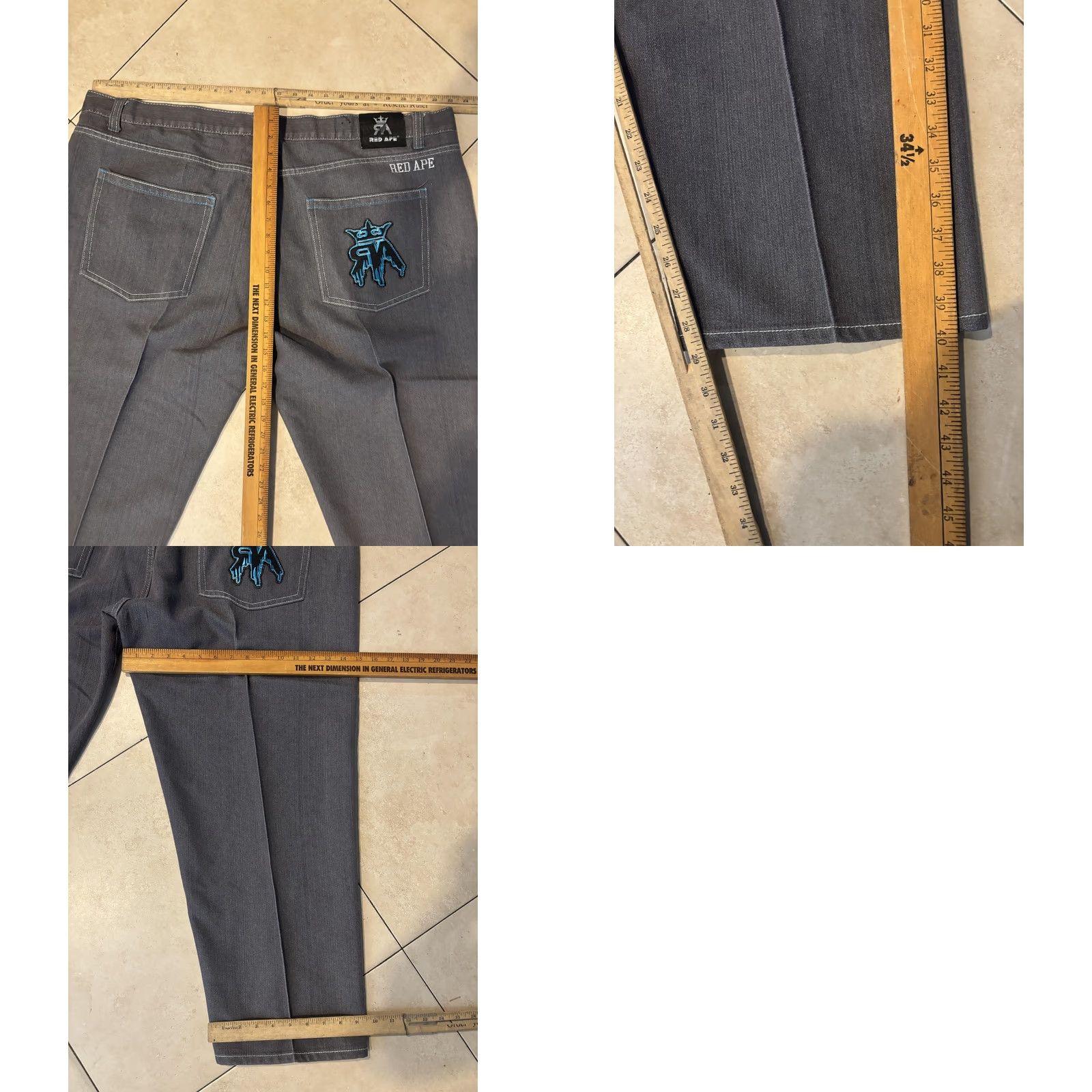 Vintage VINTAGE Red Ape Jeans Mens 50 Gray High Rise Tapered Embroidered Denim Streetwear Jeans Men Gray Size 50 Modern 90s Style Size US 34 / EU 50 - 8 Thumbnail