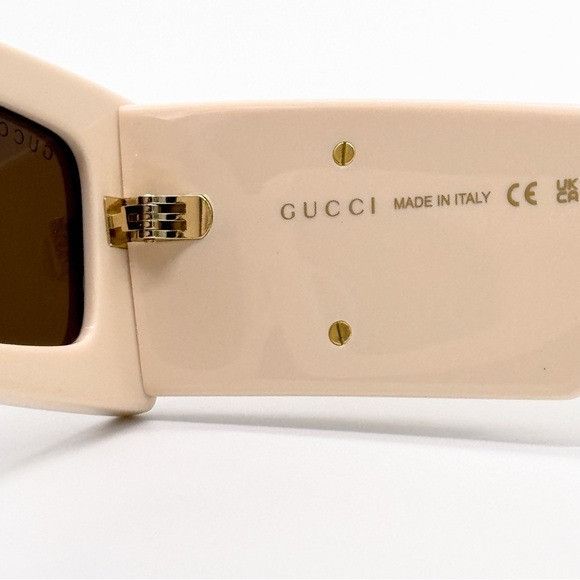Gucci NEW GUCCI GG1425S 004 RECTANGLE BEIGE BROWN WOMEN SUNGLASSES Size ONE SIZE - 10 Thumbnail