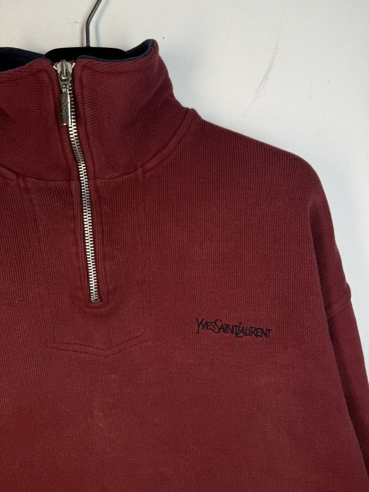 Yves Saint Laurent 90s YSL Sweatshirt 1/4 Quarter Zip Red Vintage Sweater Size US L / EU 52-54 / 3 - 6 Thumbnail