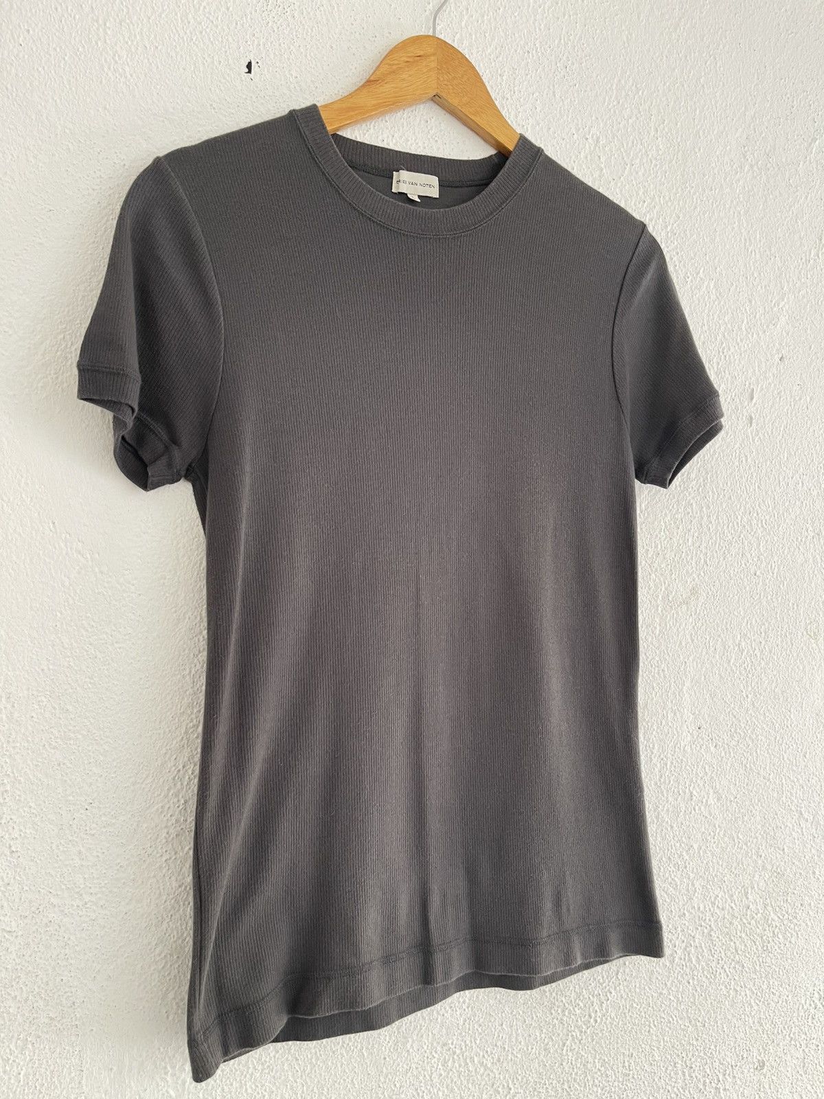 Dries Van Noten Dries Van Noten Ribbed Cotton Gray T Shirt Size US L / EU 52-54 / 3 - 3 Thumbnail