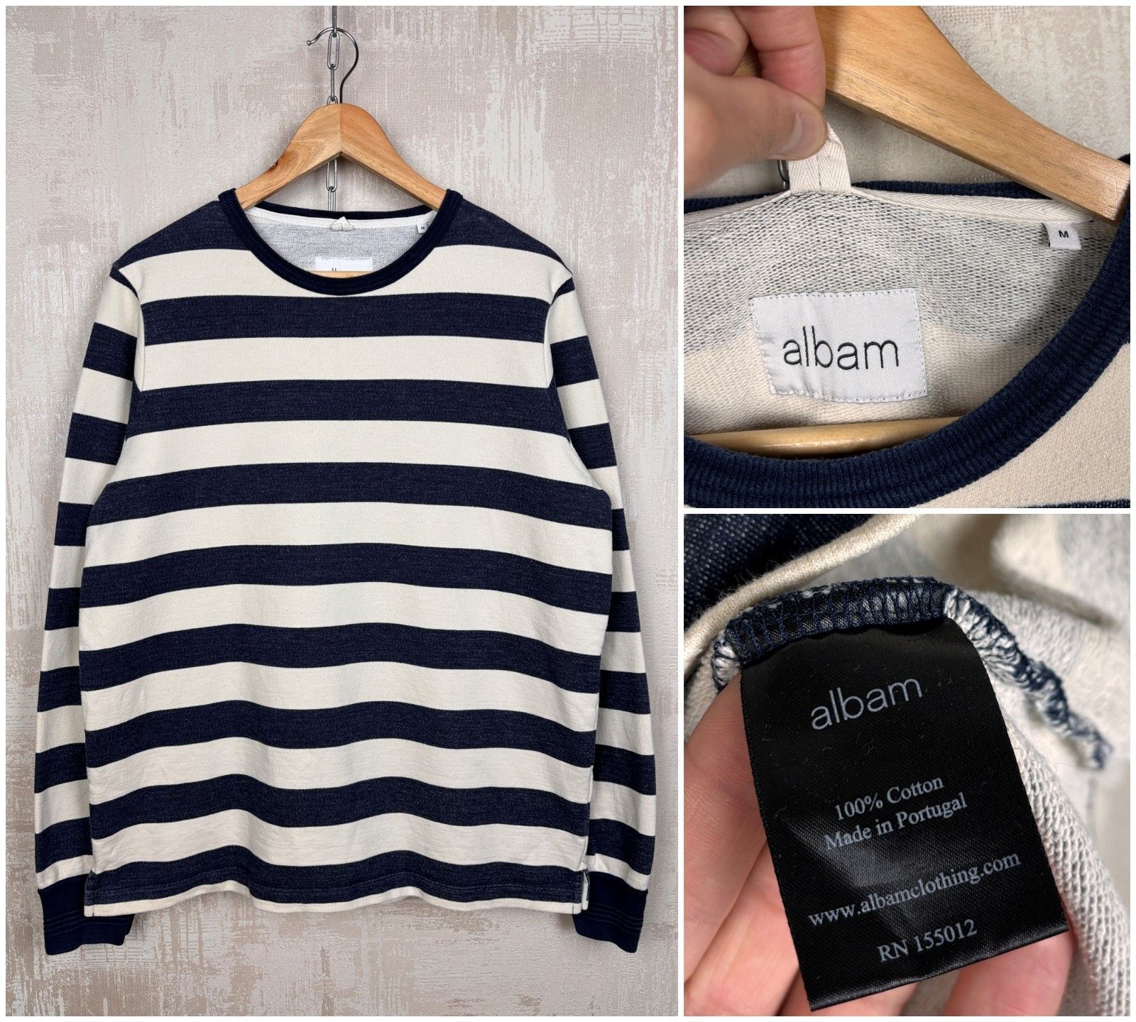 Albam Albam Crew Neck Sweatshirt Striped Size M Heavy Cotton Size US M / EU 48-50 / 2 - 1 Thumbnail