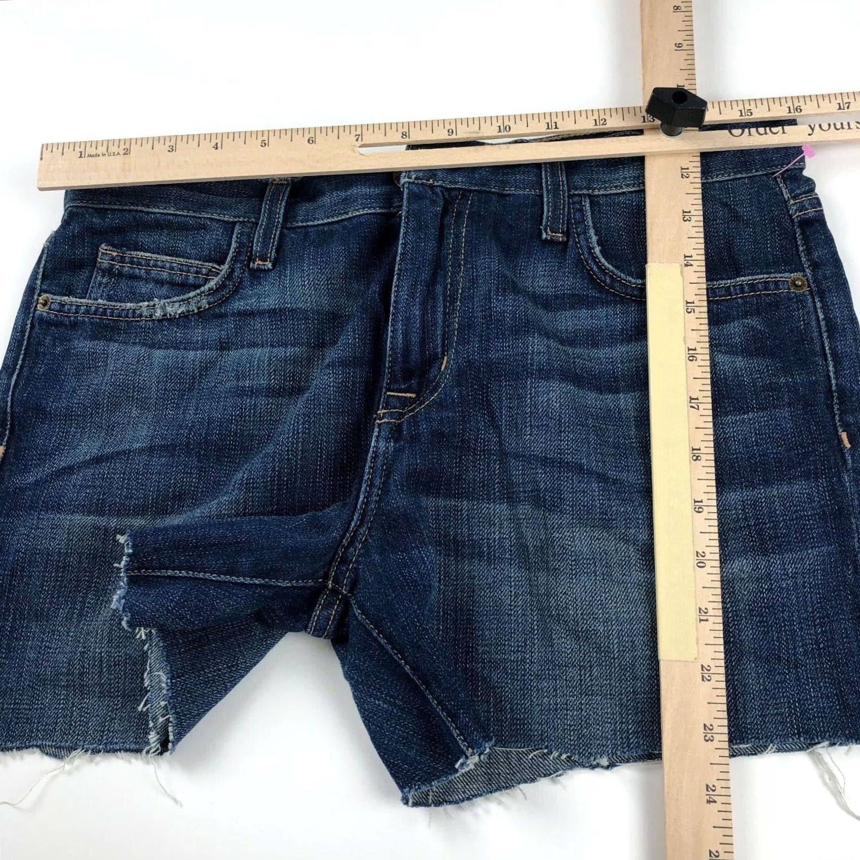 Vintage Current/Elliott Boyfriend Denim Shorts Women 26-0 32W Blue Cotton Zip Flat Front 100% Cotton Casual Activewear Jeans Shorts Size 24" / US 00 / IT 34 - 3 Thumbnail