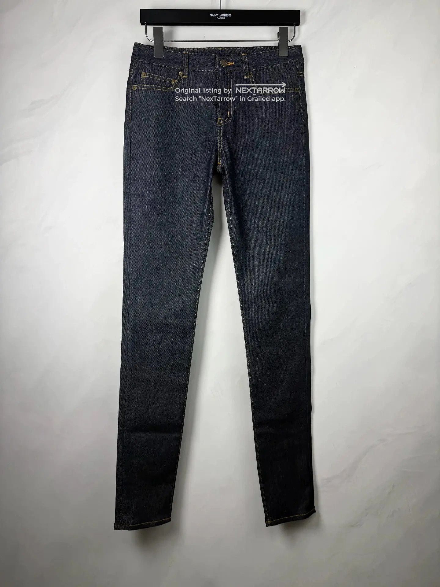 Saint Laurent Paris Blue Distressed Skinny Chain Jeans FW13 | Grailed