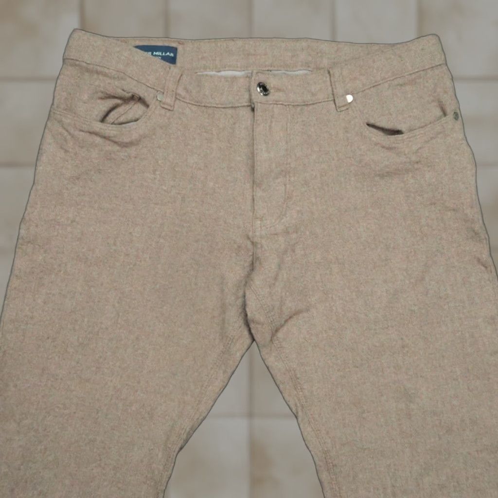Peter Millar Pants Men 32x26 Brown Wool Flannel 5 Pocket Chino Trouser