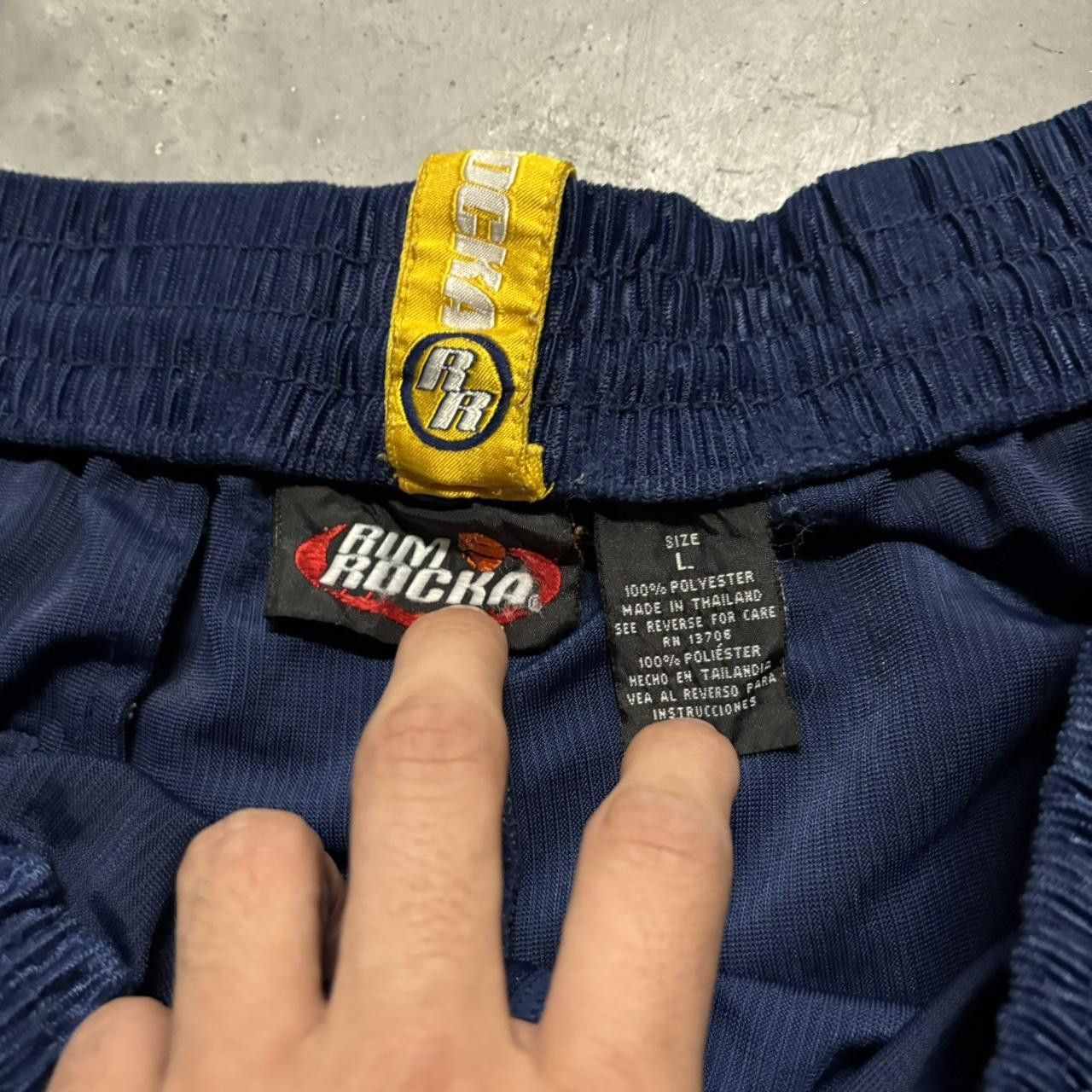 Japanese Brand × Vintage Crazy Vintage Y2K/2000s Baggy Navy Blue Yellow Skater Track Pants! Size US 36 / EU 52 - 6 Thumbnail