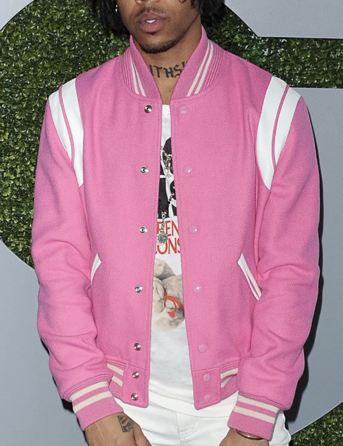Saint Laurent Paris Saint Laurent pink teddy varsity jacket EU 50 Size US M / EU 48-50 / 2 - 2 Thumbnail