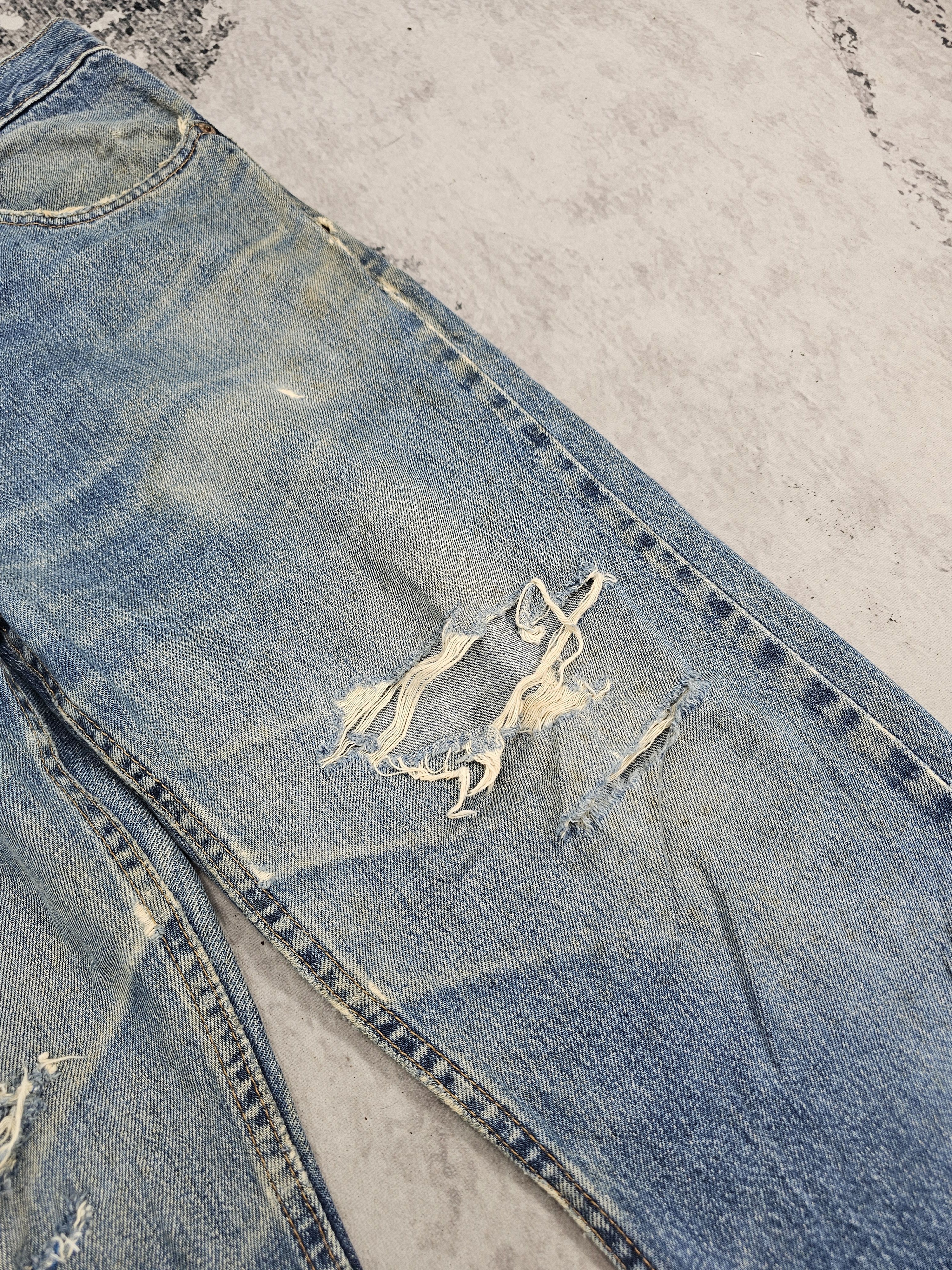 Levi's Vintage Clothing Vtg 90'S LEVIS 505 Distressed Faded Blue Cropped Jeans L0498 Size US 34 / EU 50 - 5 Thumbnail