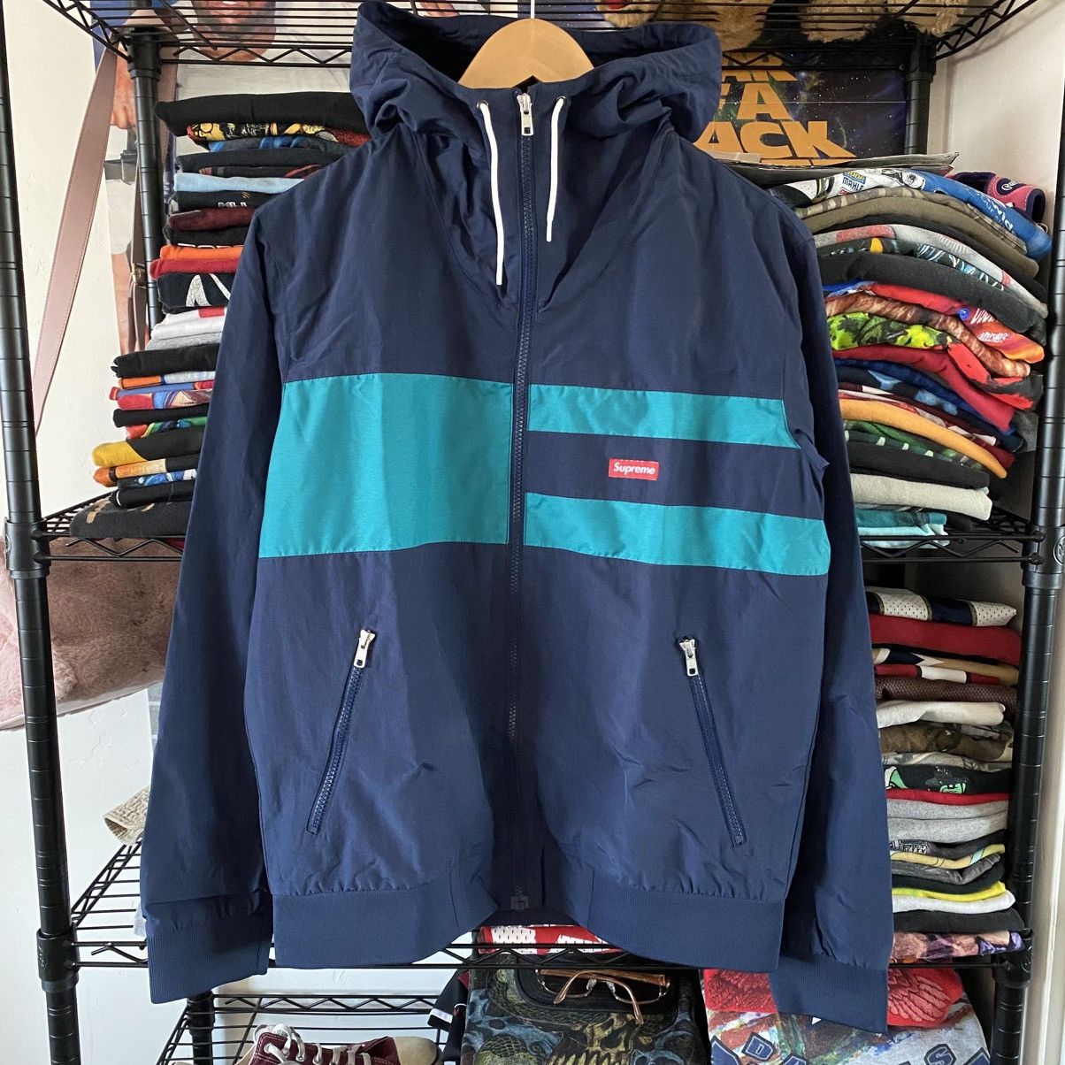 Vintage Supreme Nylon Jacket Windbreaker Navy Blue 2011